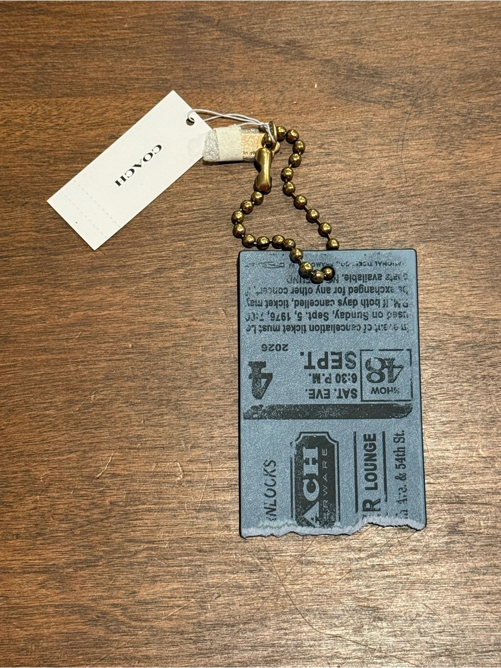 Coach Bag Charm - Ticket Indigo Blue & Brass NWT